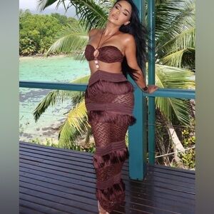 Chocolate Vacation Maxi Dress Halter Top NEW NWT Size Small